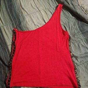 Hot Topic One Shoulder Top w/chain details